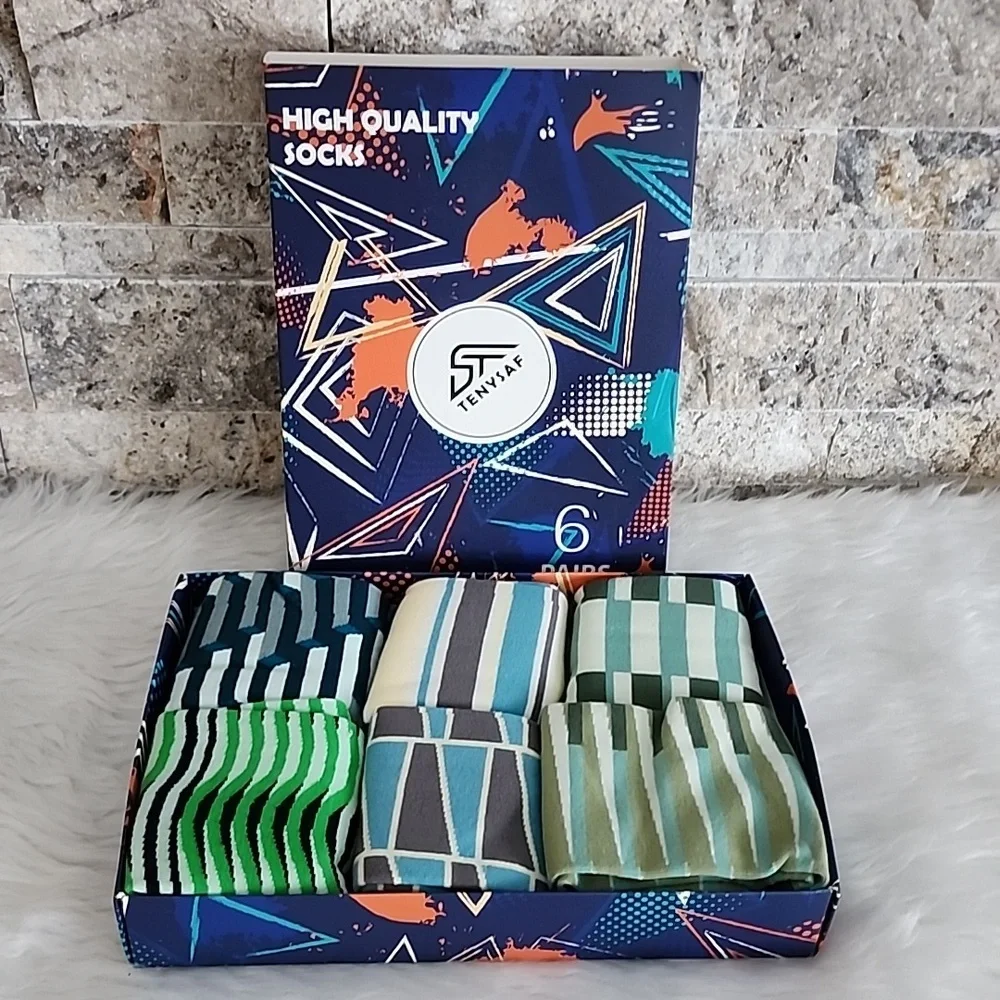 Tenysaf Brand New Striped Multi-Color Men's Sock Gift Set Brand New